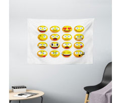 Smiley Faces Composition Wide Tapestry