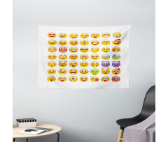 Many Emoticons Aliens Wide Tapestry