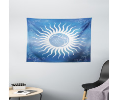 Crescent Moon Curlicues Wide Tapestry