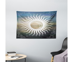 Celestial Body Silhouettes Wide Tapestry