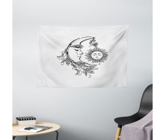 Feathers Ornate Lunar Sky Wide Tapestry