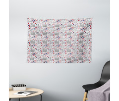 French Travel Pattern Wide Tapestry
