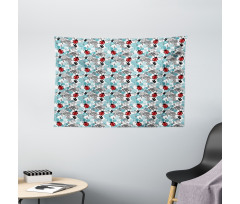 Romantic Roses Flowers Wide Tapestry