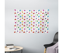 Dot Insects Illustration Wide Tapestry