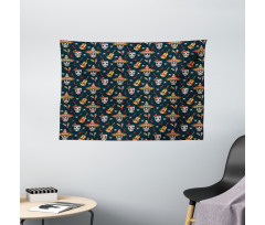 Skull Sombrero Chili Wide Tapestry