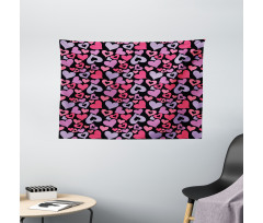 Pinkish Hearts Valentines Wide Tapestry