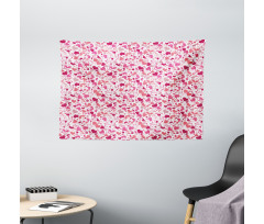 Pinkish Curls Soft Hearts Wide Tapestry