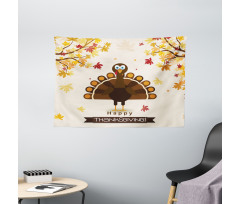 Fall Season Animal Leaf Wide Tapestry