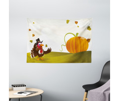 Happy Pilgrim Theme Wide Tapestry