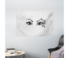 Feather Butterfly Woman Wide Tapestry