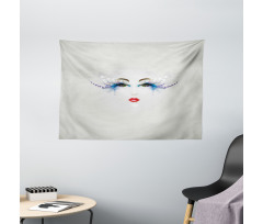 Dreamy Eyes Red Lips Wide Tapestry