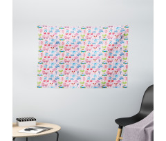 Teddy Bear and Bunny Wide Tapestry