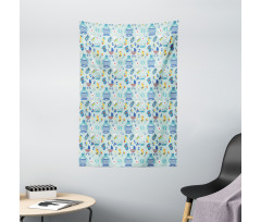 Crestcent Moon with Stars Tapestry