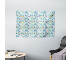 Crestcent Moon with Stars Wide Tapestry