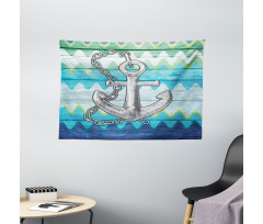 Nautical Chevron Zigzags Wide Tapestry