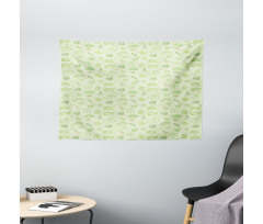 Cartoon Doodle Toy Design Wide Tapestry