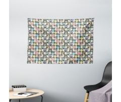Retro Hipster Bow Ties Wide Tapestry