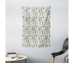 Geometric Cartoon Plant Tapestry