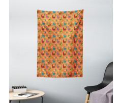 Colorful Alpacas Flower Tapestry