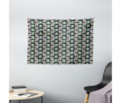 Foliage Watercolor Style Wide Tapestry