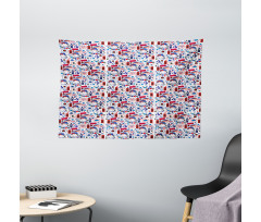 Travel Theme Wide Tapestry