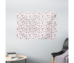 Watercolor Art Flamingos Wide Tapestry