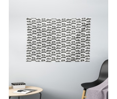 Retro Style Drawings Wide Tapestry