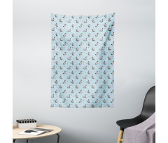 Dark Swans on Pale Blue Tapestry