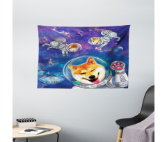 Astronaut Shibas in Space Wide Tapestry