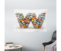 Sports Theme Balls Wide Tapestry