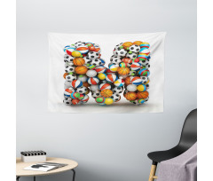 Alphabet Sports Balls Wide Tapestry