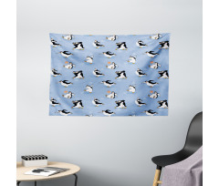 Skating Penguins Wide Tapestry