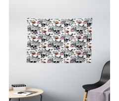 Day of the Dead Skulls Wide Tapestry