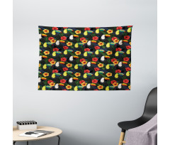 Toucan and Hibiscus Wide Tapestry