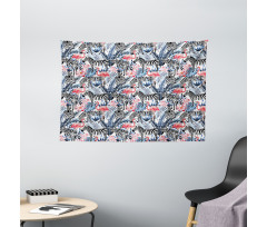 Flamingo with Zebra Wide Tapestry