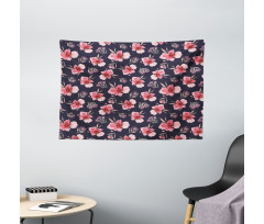 Pink Garden Flora Wide Tapestry