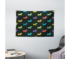 Terrier Silhouettes Wide Tapestry