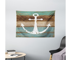 Grunge Marine Wooden Plank Wide Tapestry