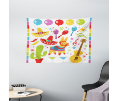 Party Pattern Cactus Wide Tapestry