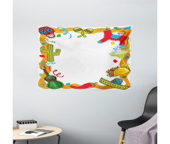 Cartoon Party Items Wide Tapestry