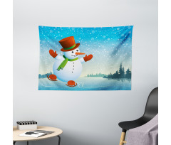 Skating Happy Cartoon Wide Tapestry