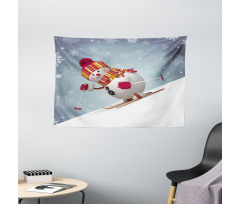 Skiing 3D Style Winter Wide Tapestry
