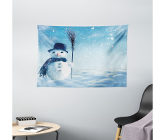 Wintry Land Snowy Cold Wide Tapestry