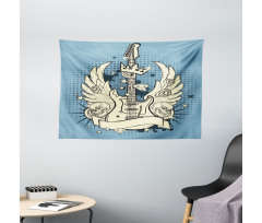 Rock 'n' Roll Retro Grunge Wide Tapestry