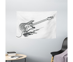 Rock Music Sketch Art Wide Tapestry