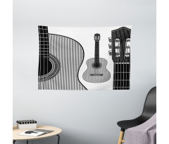 Folk Country Music Theme Wide Tapestry