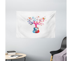 Tree Butterflies Wide Tapestry