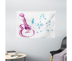 Watercolor Music Making Wide Tapestry