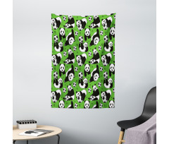 Funny Panda Hearts Stars Tapestry