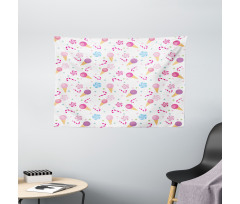 Sweets Ice Cream Candy Wide Tapestry
